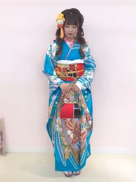 「成人式」｜「アイテム（その他）」を使った、びわ桜さん（レディース・155cm）の春コーディネート