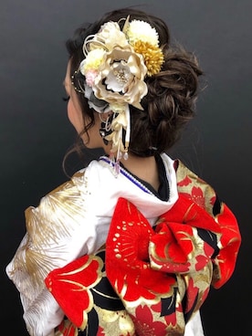 「髪飾り」｜びわ桜さん（レディース・160cm）の春コーディネート