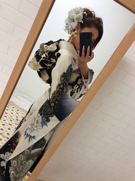 「成人式」｜「アイテム（その他）」を使った、びわ桜さん（レディース・160cm）の春コーディネート