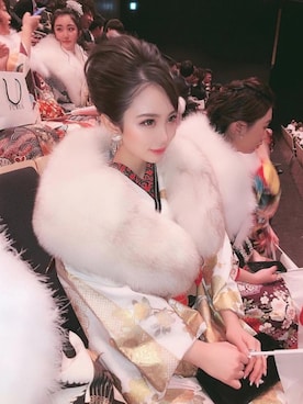 「成人式」｜「アイテム（その他）」を使った、びわ桜さん（レディース・163cm）の春コーディネート