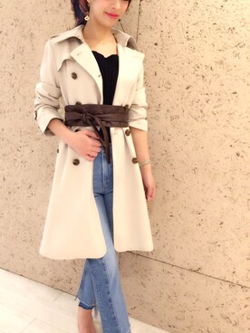 「BSTR」｜「アイテム（トレンチコート）」を使った、aumi-a♡さん（レディース・158cm）の春コーディネート
