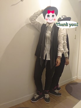 「TORNADO MART（トルネードマート）の【DAIGOさん着用】Zero by TORNADO MART∴ハイテンションドットチェックシャツ（シャツ/ブラウス、ホワイト系）」を使った、SERESさん（レディース・155cm）の春コーディネート