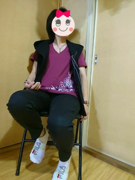 「TORNADO MART（トルネードマート）のアイテム（パーカー、ブラック系）」を使った、SERESさん（レディース・155cm）の夏コーディネート