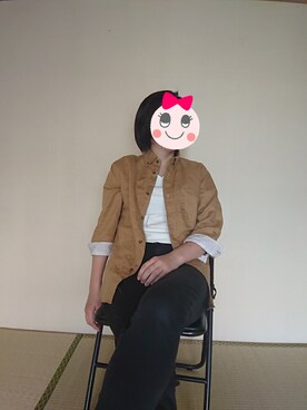 「COMME　CA COMMUNE（コムサコミューン）のアイテム（シャツ/ブラウス、ブラウン系）」を使った、SERESさん（レディース・155cm）の夏コーディネート