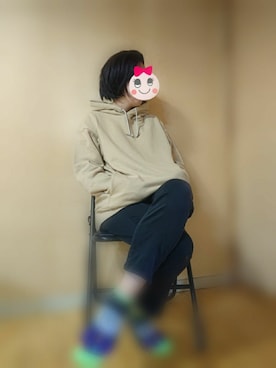 「TORNADO MART（トルネードマート）のアイテム（パーカー、ベージュ系）」を使った、SERESさん（レディース・155cm）の秋コーディネート