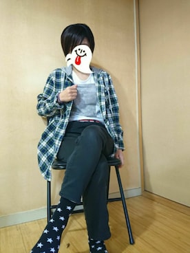 「TORNADO MART（トルネードマート）の【DAIGOさん着用アイテム】TORNADO MART∴ヘアラインボックスプリントＴシャツ（Tシャツ/カットソー、グレー系）」を使った、SERESさん（レディース・155cm）の秋コーディネート