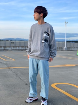 「neos（ネオス）のアイテム（スウェット）」を使った、souさん（メンズ・171cm）の春コーディネート
