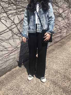 「D.M.G.（ドミンゴ）のアイテム（ジャケット/アウター）」を使った、ericaさん（レディース・152cm）の春コーディネート