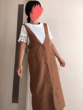 「RAY CASSIN（レイカズン）のアイテム（ジャンパースカート）」を使った、milky0525さん（レディース・153cm）の秋コーディネート