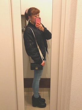 「ポニーテール」｜「アイテム（ブーティ）」を使った、▼▷▲ ◁さん（レディース・158cm）の冬コーディネート