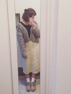「グレーニット」｜「アイテム（その他アウター）」を使った、▼▷▲ ◁さん（レディース・158cm）の秋コーディネート