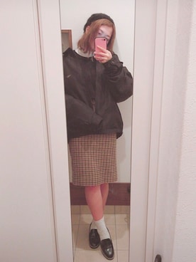 「RETRO GIRL（レトロガール）のアイテム（ハンチング/ベレー帽）」を使った、▼▷▲ ◁さん（レディース・158cm）の冬コーディネート