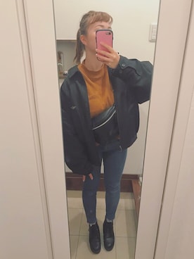 「ポニーテール」｜「アイテム（ブーティ）」を使った、▼▷▲ ◁さん（レディース・158cm）の冬コーディネート