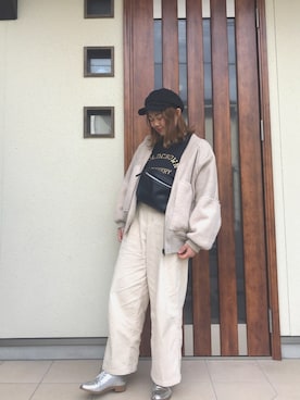 「シルバーシューズ」｜「アイテム（ブルゾン）」を使った、▼▷▲ ◁さん（レディース・158cm）の冬コーディネート