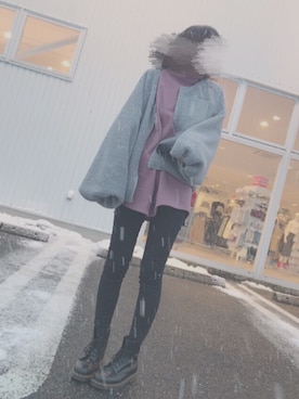 「くすみピンク」｜「アイテム（ブルゾン）」を使った、りささん（レディース・165cm）の冬コーディネート