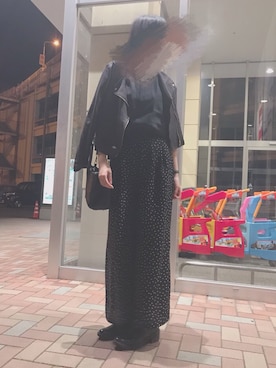 「ドットパンツ」｜「アイテム（ブルゾン）」を使った、りささん（レディース・165cm）の春コーディネート