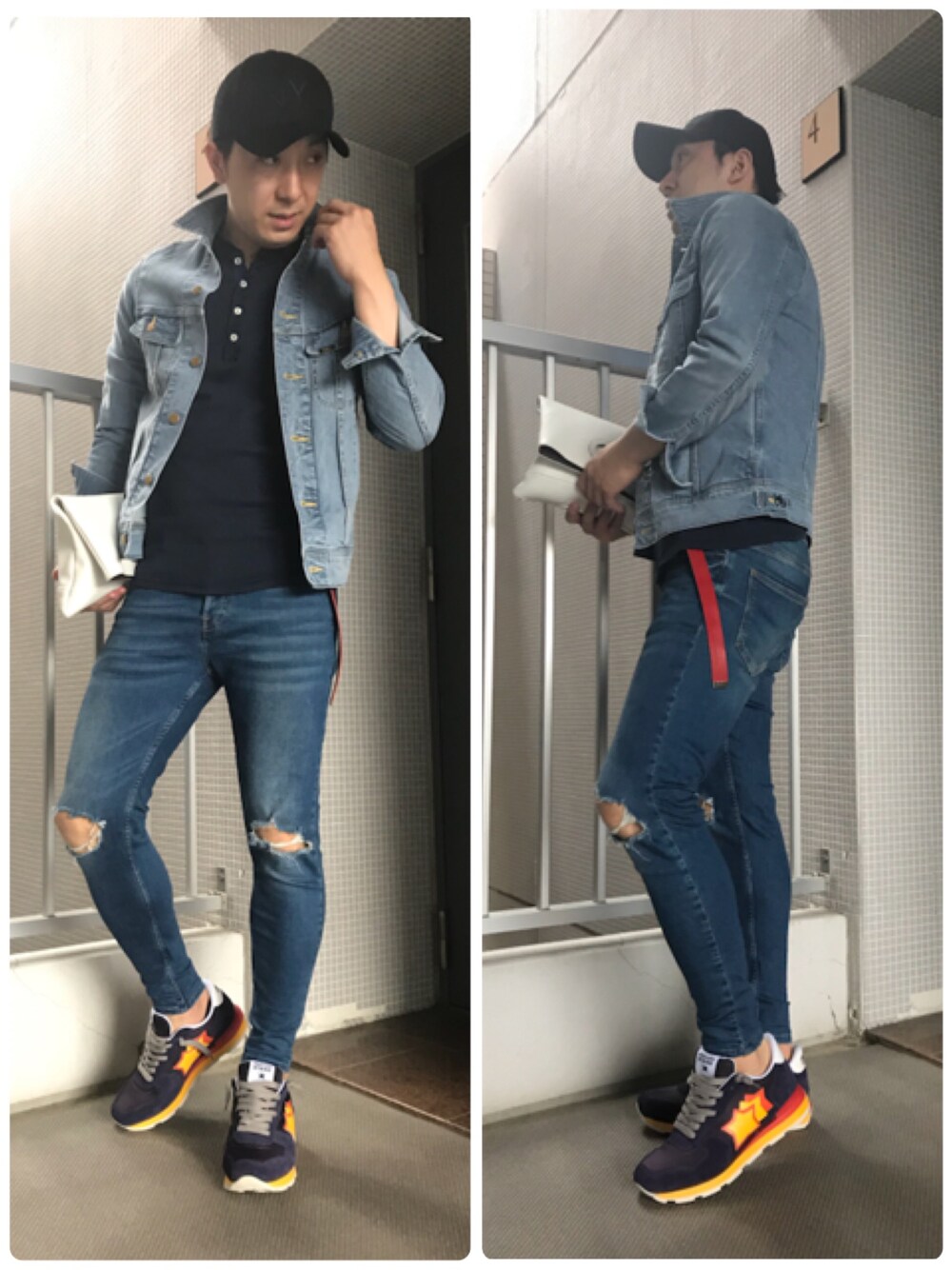 「デニム、ZARA、デニムオンデニム、アトランティックスターズ、スニーカー、キャップ、ワントーンコーデ、デニムコーデ、春コーデ」｜「NANO universeのアイテム（デニムジャケット、ブルー系）」を使った、chi♡さん（メンズ・178cm）の春コーディネートの1枚目の写真