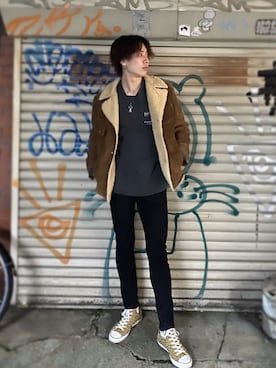 「CALEE（キャリー）のアイテム（アクセサリー）」を使った、たかしさん（メンズ・187cm）の春コーディネート