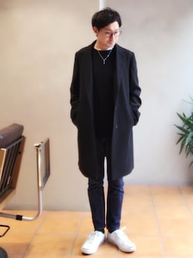 「A.P.C.」｜「アイテム（チェスターコート）」を使った、kyosukeさん（メンズ・172cm）の冬コーディネート