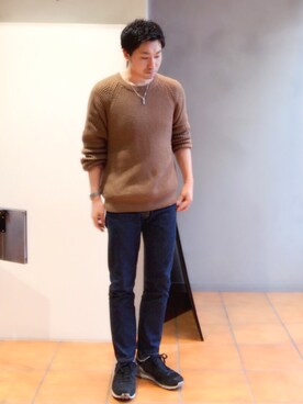 kyosukeさんの「リブクルーネックセーター（長袖）」を使ったコーディネート