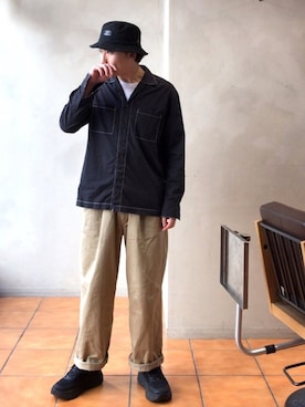 「Alpha Industries（アルファインダストリーズ）のアイテム（帽子）」を使った、kyosukeさん（メンズ・172cm）の秋コーディネート