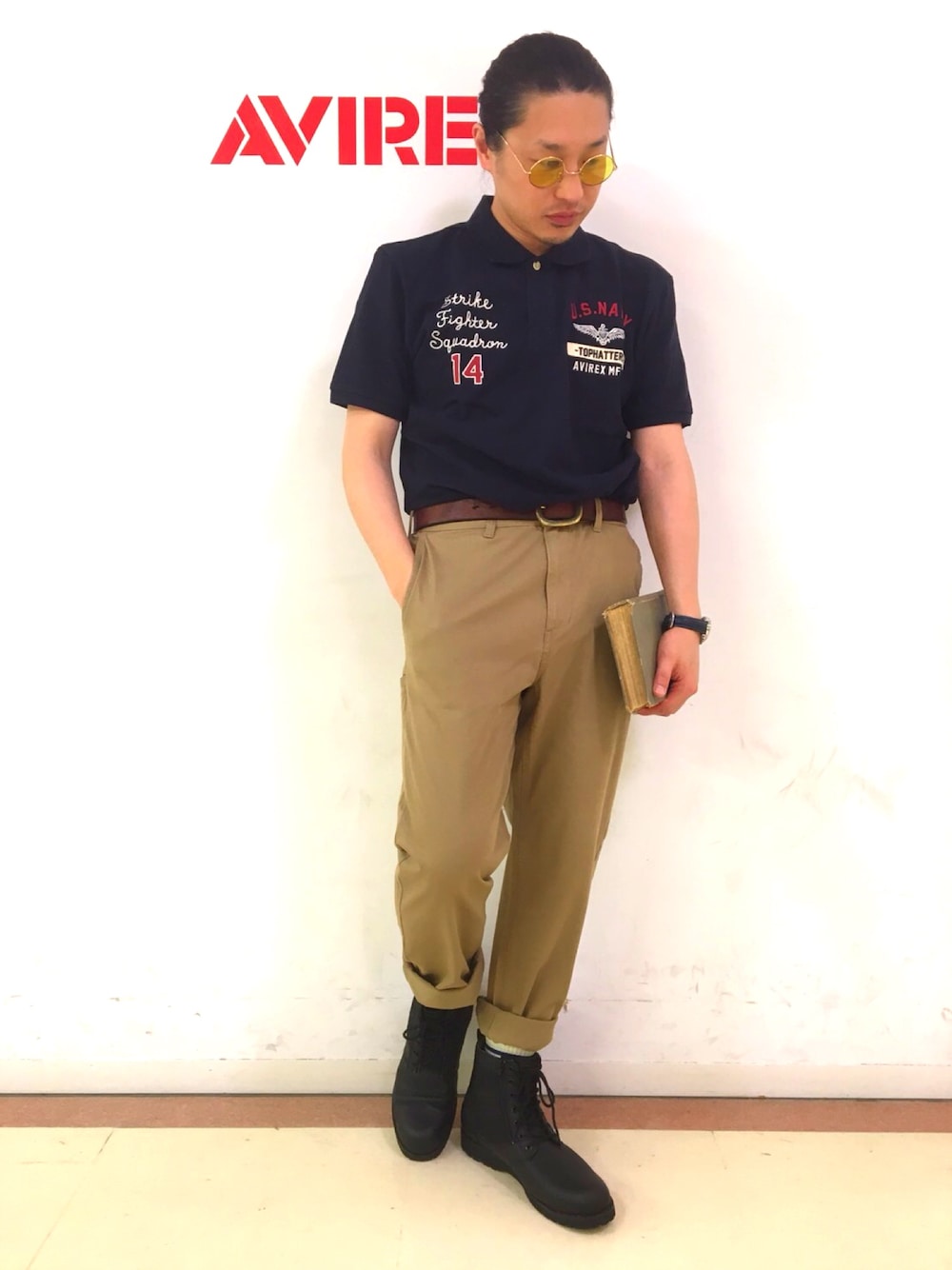 「夏、プレッピー、チノパン、AVIREX、革靴、ロールアップ、ポロシャツ、ootd、ウエストイン、ﾏﾙﾒｶﾞﾈ」｜「AVIREXのAVIREX/アヴィレックス/ S/S SUPERSONIC POLO SHIRT/ 半袖 スーパーソニック ポロシャツ（ポロシャツ、ブルー系）」を使った、RYO-SUKEさん（メンズ・173cm）の春コーディネートの1枚目の写真