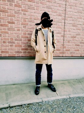 「JOURNAL STANDARD（ジャーナルスタンダード）のアイテム（ステンカラーコート）」を使った、タロキチさん（メンズ・168cm）の春コーディネート