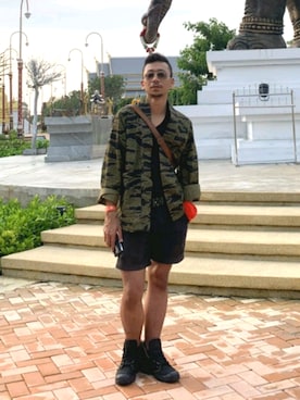 「kimono」｜「アイテム（パンツ）」を使った、Finn W Yutthanaさん（メンズ・168cm）の冬コーディネート