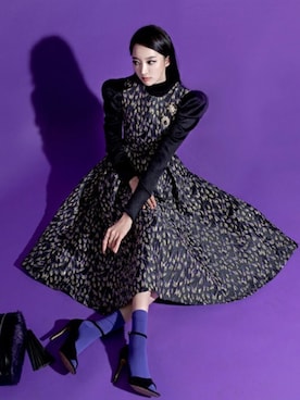 「アイテム（ワンピース/ドレス、パープル系）」を使った、DINTさん（レディース・172cm）の冬コーディネート