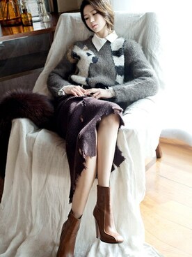 「DINT（ディント）のアイテム」を使った、DINTさん（レディース・172cm）の冬コーディネート