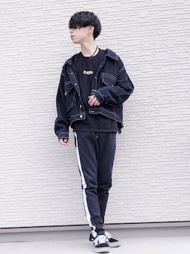 「G.O.C（ジーオーシー）のアイテム（デニムジャケット）」を使った、Shimu Jさん（メンズ・171cm）の春コーディネート