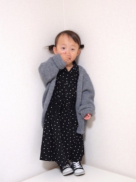 「アイテム（シャツワンピース）」を使った、m & s & nさん（キッズ・90cm）の冬コーディネート