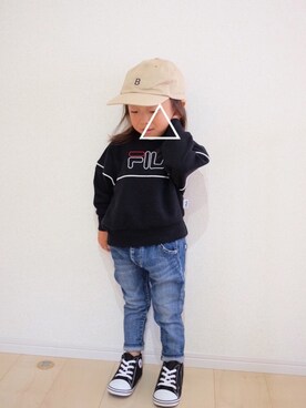 「FILA（フィラ）のアイテム（スウェット）」を使った、m & s & nさん（キッズ・90cm）の秋コーディネート