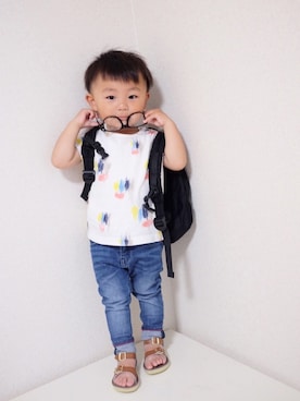 「FITH（フィス）のアイテム（バックパック/リュック）」を使った、m & s & nさん（キッズ・74cm）の夏コーディネート