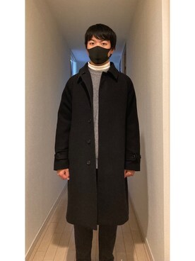 「UNIQLO（ユニクロ）のアイテム（ジャケット/アウター、ブラック系）」を使った、かなたさん（メンズ・163cm）の冬コーディネート