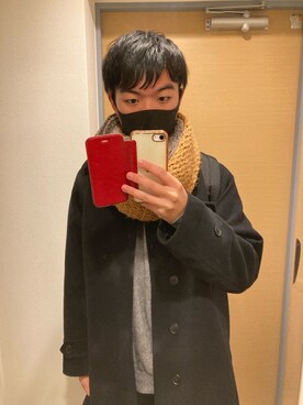 「UNIQLO（ユニクロ）のアイテム（ジャケット/アウター、ブラック系）」を使った、かなたさん（メンズ・163cm）の冬コーディネート