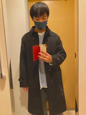 「UNIQLO（ユニクロ）のアイテム（ジャケット/アウター、ブラック系）」を使った、かなたさん（メンズ・163cm）の冬コーディネート