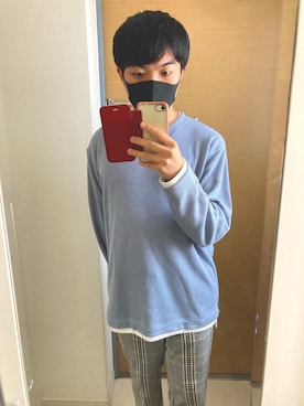 「GLOBAL WORK（グローバルワーク）のアイテム（トップス、ブルー系）」を使った、かなたさん（メンズ・163cm）の冬コーディネート