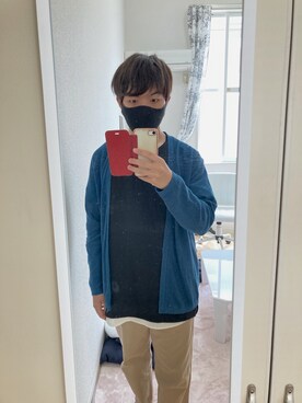 「TOP VALUのアイテム（トップス、ブルー系）」を使った、かなたさん（メンズ・163cm）の春コーディネート