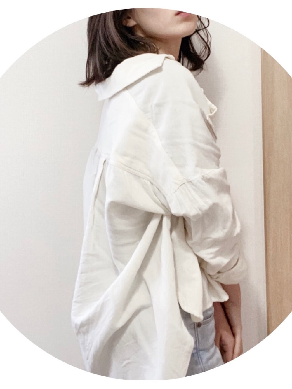 「シャツコーデ、ゆるコーデ、オトナカジュアル、プチプラ」｜「AIC.のリネン混・BIGシャツ（シャツ/ブラウス、ホワイト系）」を使った、winpriさん（レディース・162cm）の春コーディネートの1枚目の写真