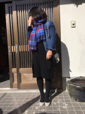 「URBAN RESEARCH ROSSO WOMEN（アーバンリサーチ　ロッソ）のアイテム（デニムジャケット）」を使った、まめさん（レディース・148cm）の冬コーディネート