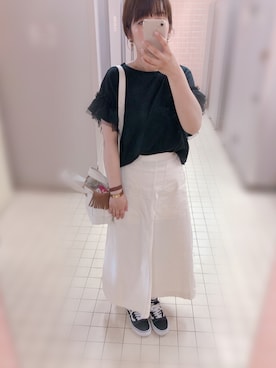 「Aラインスカート」｜「アイテム（アクセサリー）」を使った、よっちさん（レディース・164cm）の夏コーディネート
