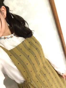 「アイテム（サロペット/オーバーオール、イエロー系）」を使った、kisaki さん（レディース・156cm）の冬コーディネート