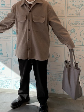 「remer（リメール）のloose CPO shirt jacket / ルーズCPOシャツジャケット（Shirts、ブラウン系）」を使った、いろじろさん（メンズ・170cm）の春コーディネート