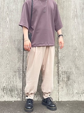 「DOOPZ（ドープス）のDOOPZ　カフスイージーパンツ（Pants、ベージュ系）」を使った、いろじろさん（メンズ・170cm）の春コーディネート