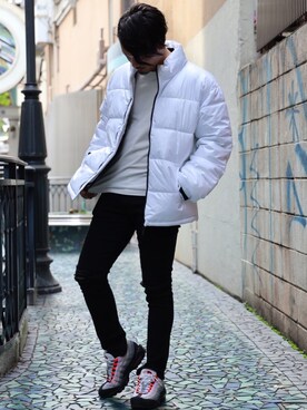 ダウンジャケット コートを使った 白ダウン のメンズ人気ファッションコーディネート ユーザー ショップスタッフ Wear