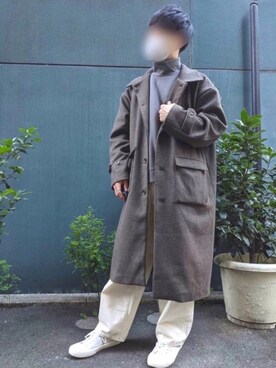 「epnok（エプノック）のアイテム（ステンカラーコート）」を使った、oreinさん（メンズ・172cm）の秋コーディネート