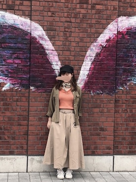 「アイテム（キャスケット）」を使った、hy!さん（レディース・155cm・10代）の秋コーディネート