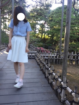 「ひざ丈スカート」｜「アイテム（その他）」を使った、かならいだーさん（レディース・157cm）の夏コーディネート
