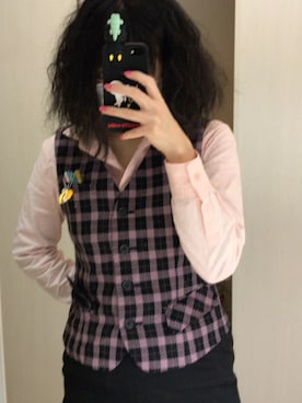 「アイテム（スーツベスト、ピンク系）」を使った、🐸🐸たつきてぃー🧸さん（レディース・161cm）の春コーディネート